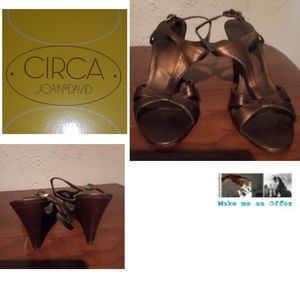 Joan & David Circa Copper Leather Wedge Sandles